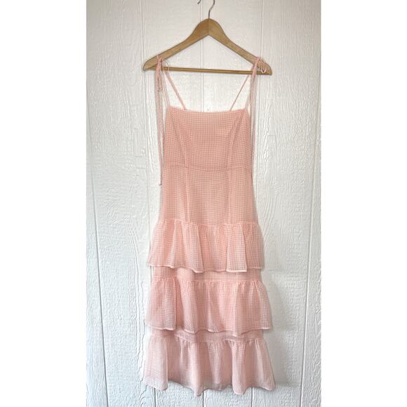 CAPULET Quinn Pink and White Gingham Chiffon Midi Size US XS - Picture 2 of 9